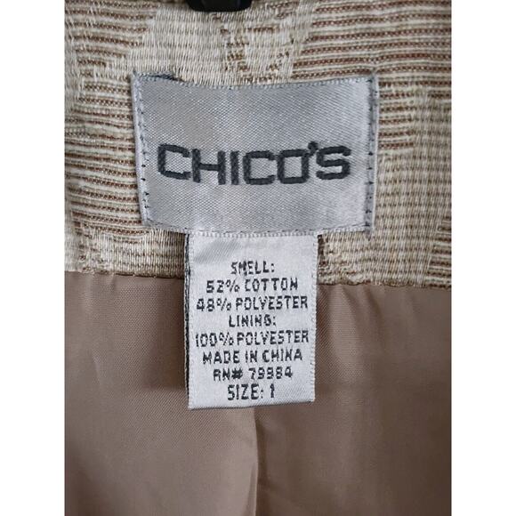 JACKET/BLAZER-CHICO'S-Cream-Brocade Style Material-Short Length-Chico's Size 1/S - Picture 9 of 16